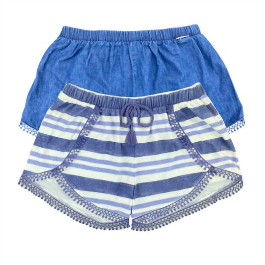 DKNY Girls Shorts Pack of 2 with Waistband Drawstring Beautiful Crochet Lace