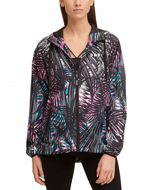 DKNY Womens Activewear Sport Tropic Shade Printed Windbreaker