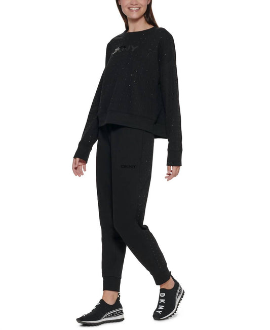 DKNY Womens Embellished Logo Sweatshirt