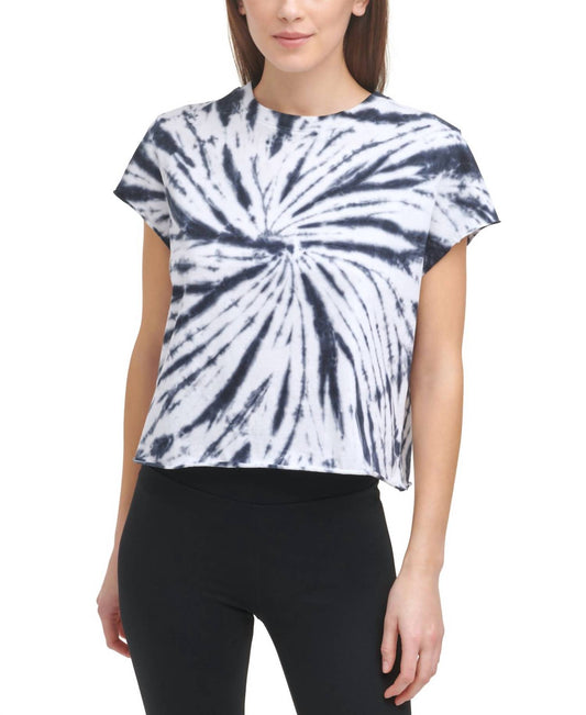 DKNY Womens Sport Tie Dye Raw Hem T-Shirt