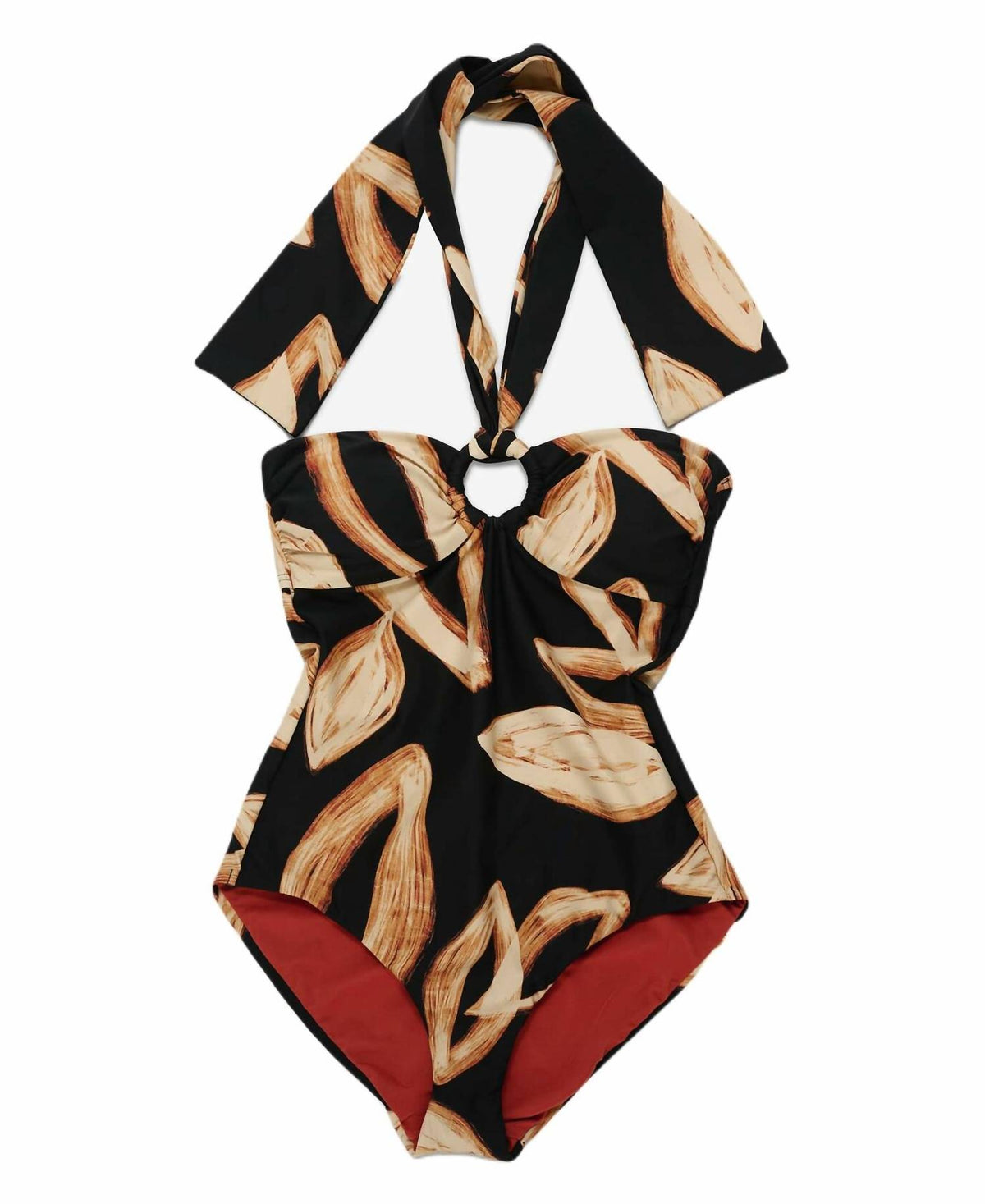 Ring Halter Neck One Piece Swimsuit