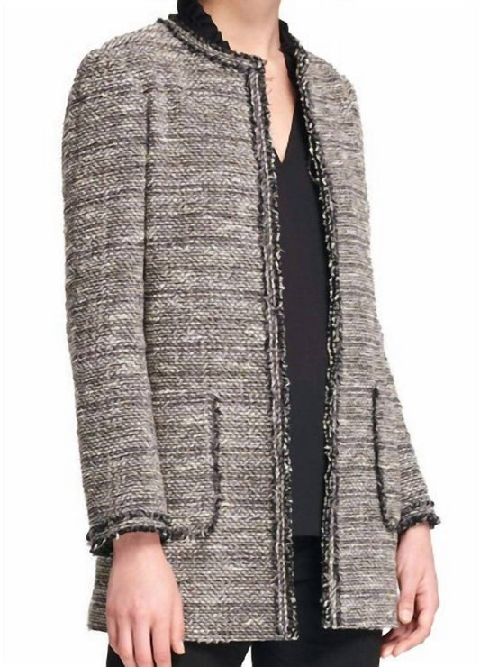 Tweed Long Open Front Jacket