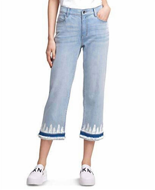 Women's Denim Tie Dye Hem Cropped Jeans