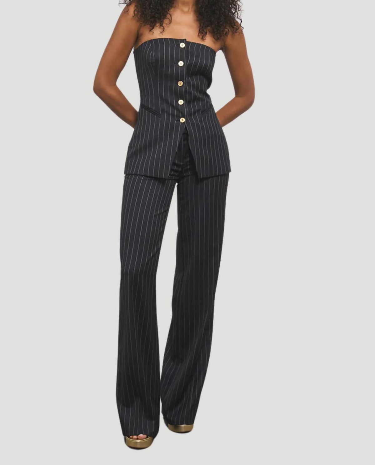 Emma Strapless Wool Bustier With Button Top
