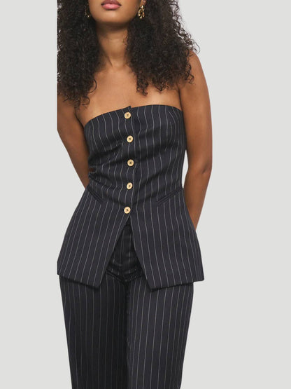 Emma Strapless Wool Bustier With Button Top