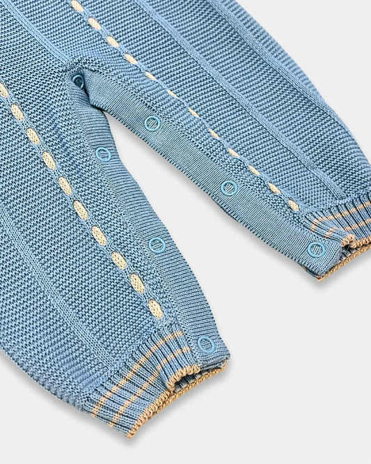 Baby Boys Knit Romper W Ecru Detail