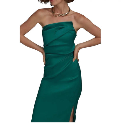 Women's Ruched Strapless Satin Gown