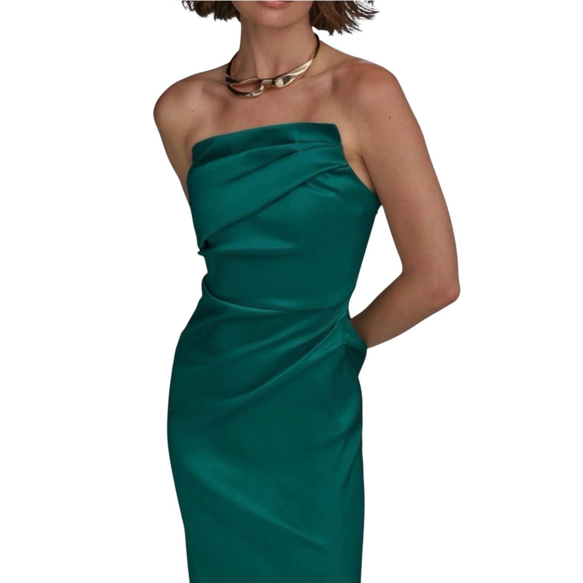 Women's Ruched Strapless Satin Gown