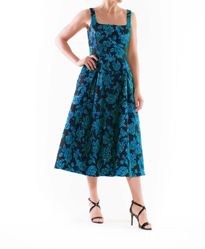 Sleeveless Square Neck Floral Dress