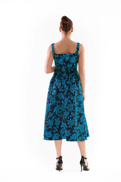 Sleeveless Square Neck Floral Dress