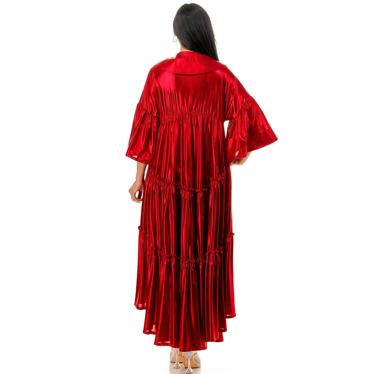 Metallic Pleated Tiered Flare Midi Dress - Plus