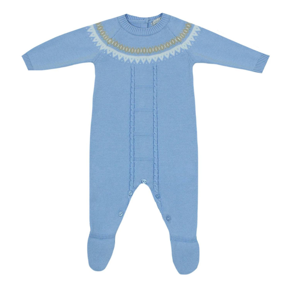 Baby Boys Knit Coverall With Buttons On Back