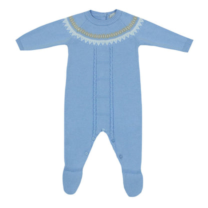 Baby Boys Knit Coverall With Buttons On Back