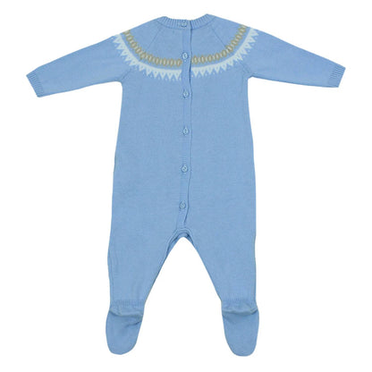 Baby Boys Knit Coverall With Buttons On Back