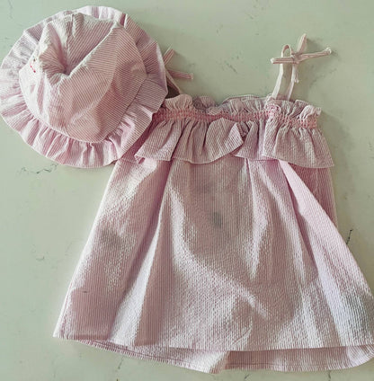 Baby Girls Two-Piece Stripe Dress With Hat & Insect