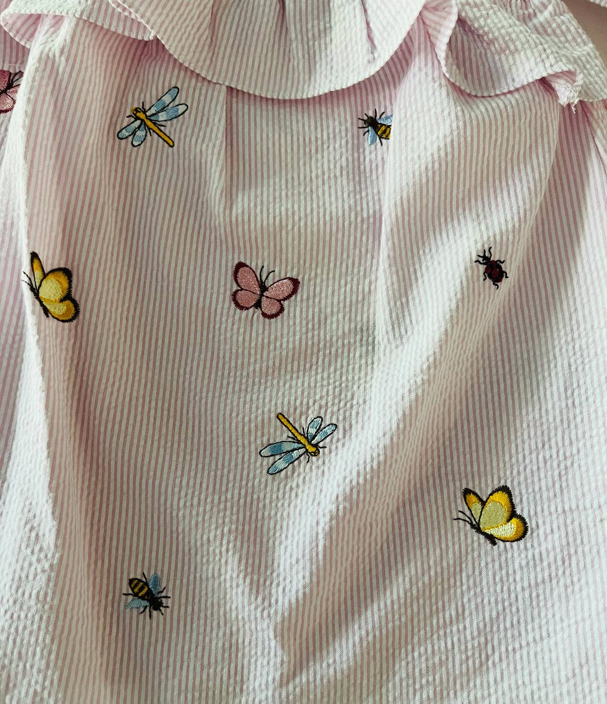 Baby Girls Two-Piece Stripe Dress With Hat & Insect