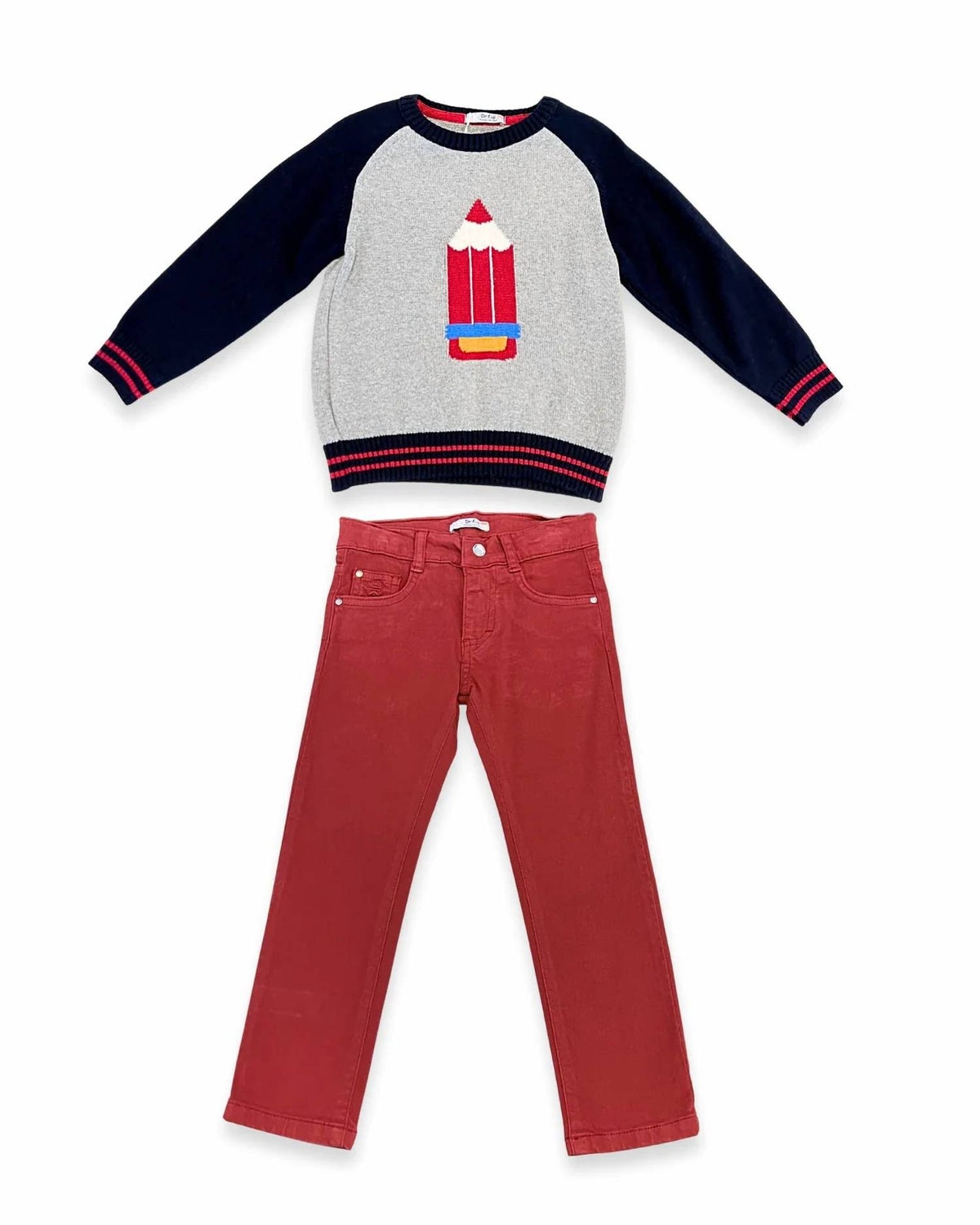 Boys Sweater With Pencil Print & Pant