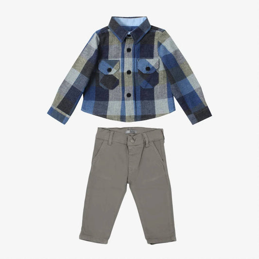Boys Two-Piece Button Up Shirt With Pants