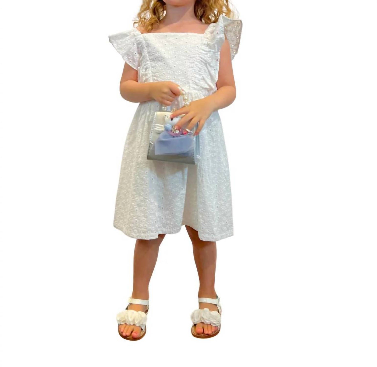 Eyelet Dress With Ruffled Sleeve