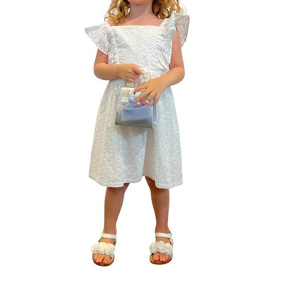 Eyelet Dress With Ruffled Sleeve