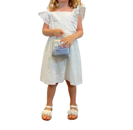Eyelet Dress With Ruffled Sleeve