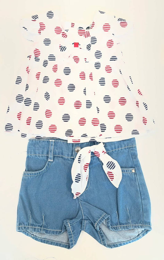 Girls Two-Piece Dot Top With Matching Pants
