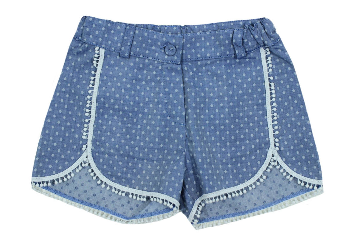 Girls Two-Piece Polka Dot Bow Tee With Matching Shorts