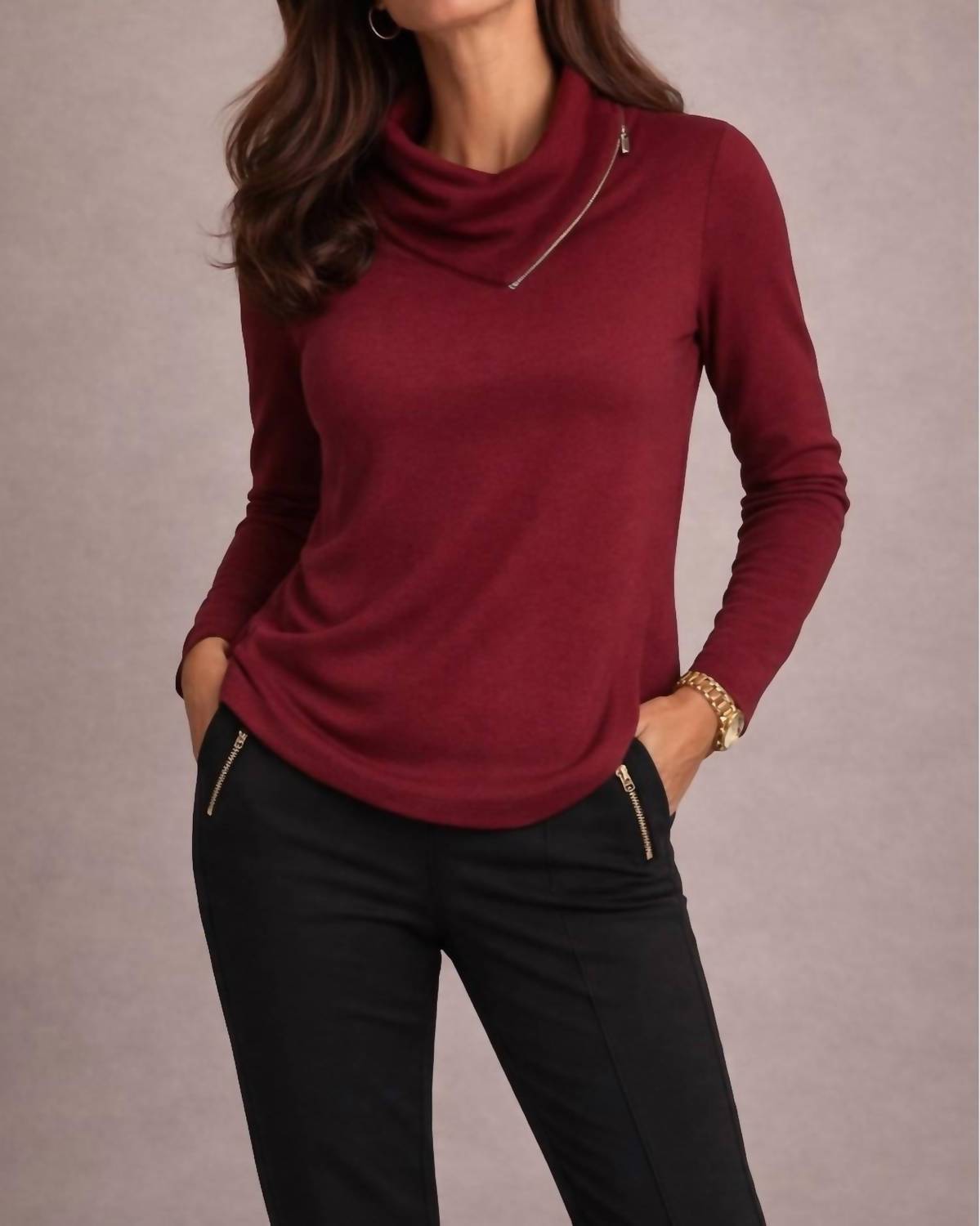 Zermatt Fold-over Turtleneck Top