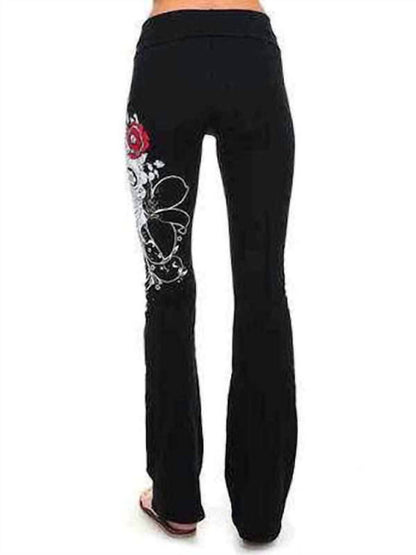 Skull N Rose Embellished Casual Pants