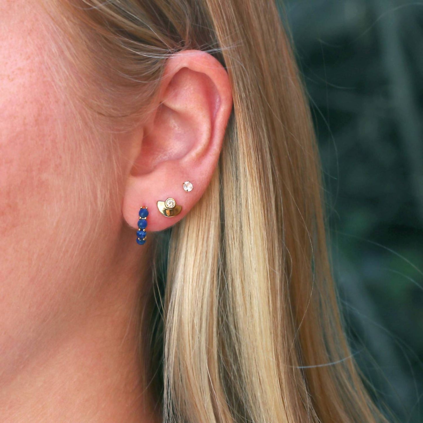 Women's Lapis Huggie Hoop Earrings
