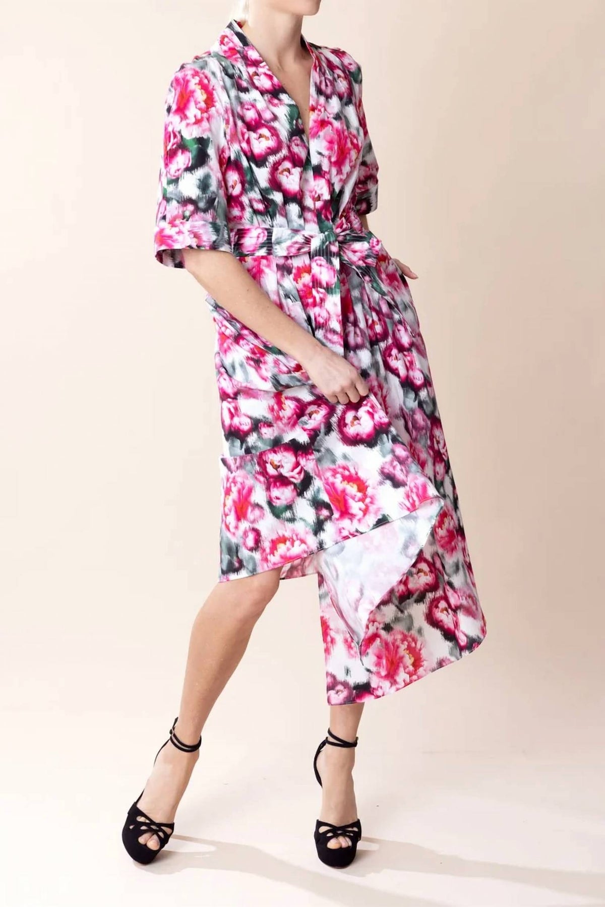 Asymmetrical Printed Poplin Dress