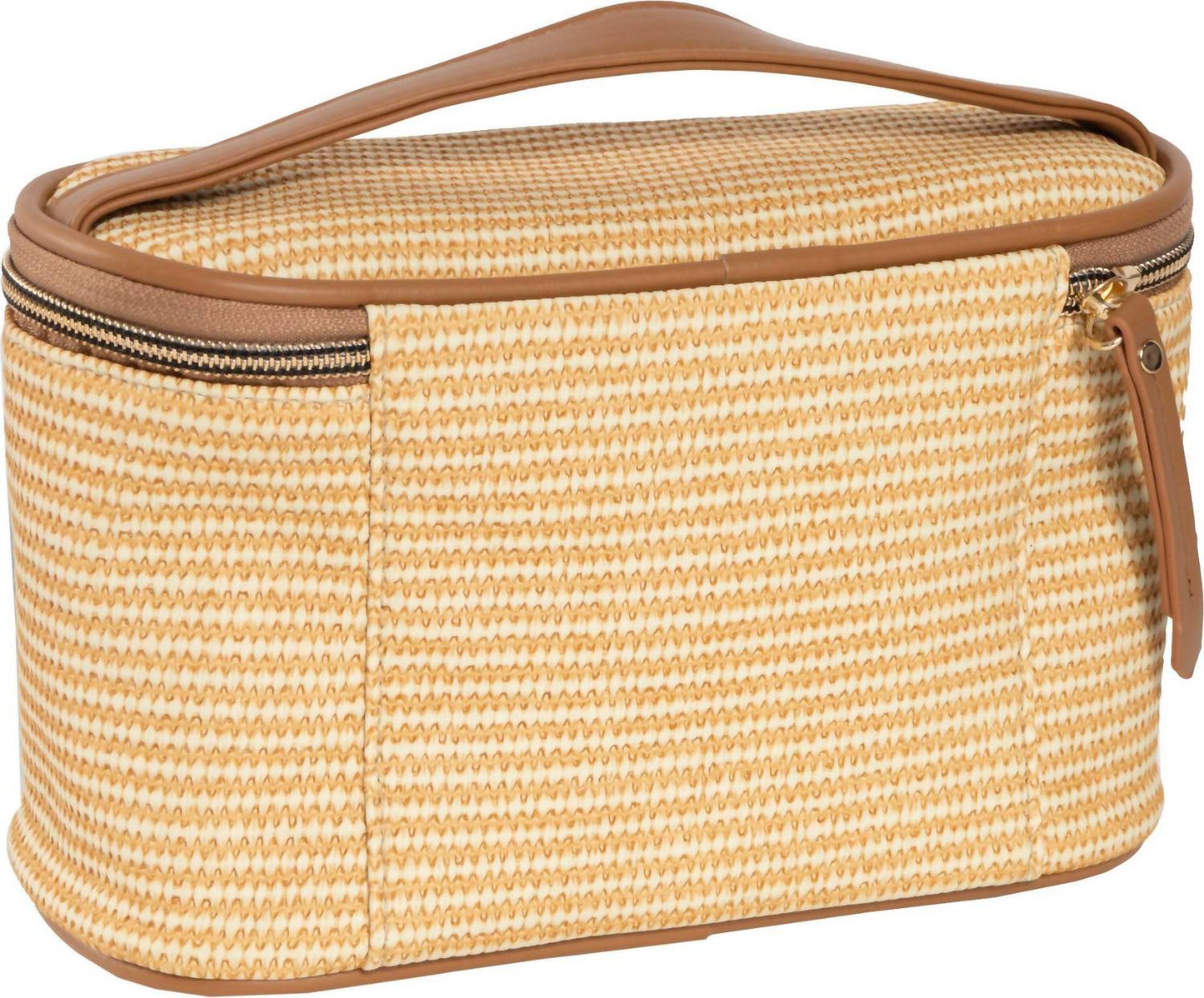 Women's Straw Texture 4 Piece Clear Cosmetic Bag Set