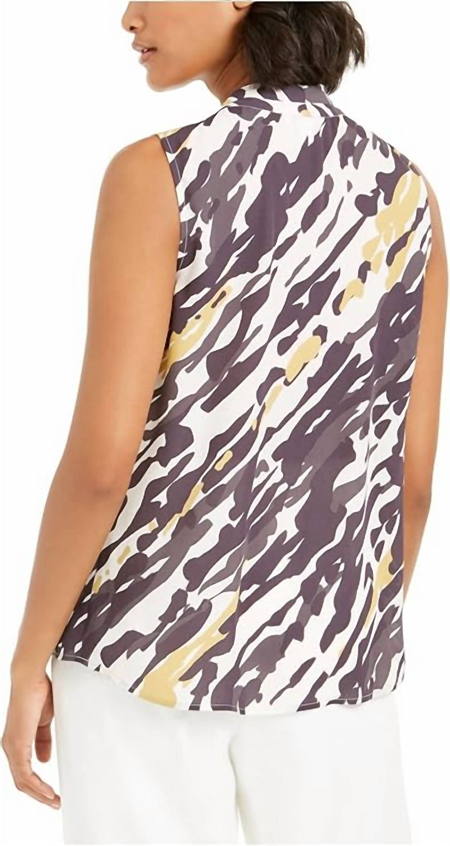 Abstract Animal print V neck Blouse