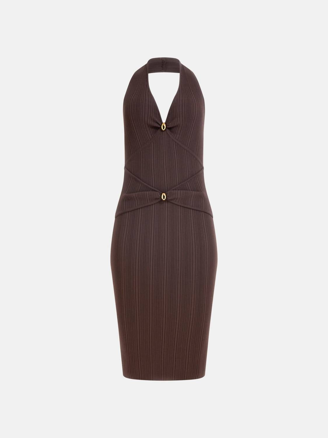 Kathleen Halter V-neck Bodycon Sweater Dress