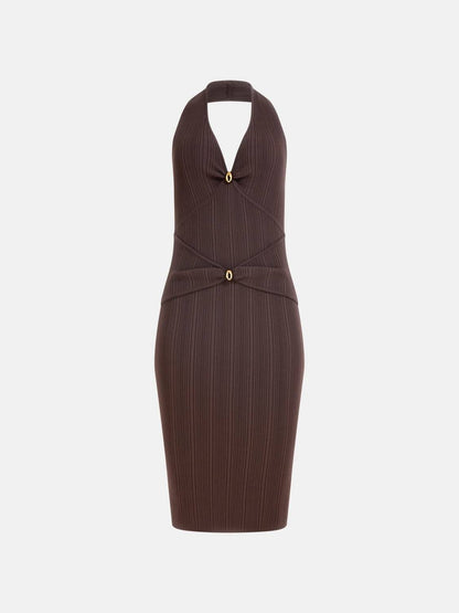 Kathleen Halter V-neck Bodycon Sweater Dress