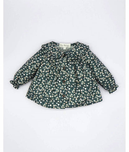 Girl's Floral Buttoned Blouse