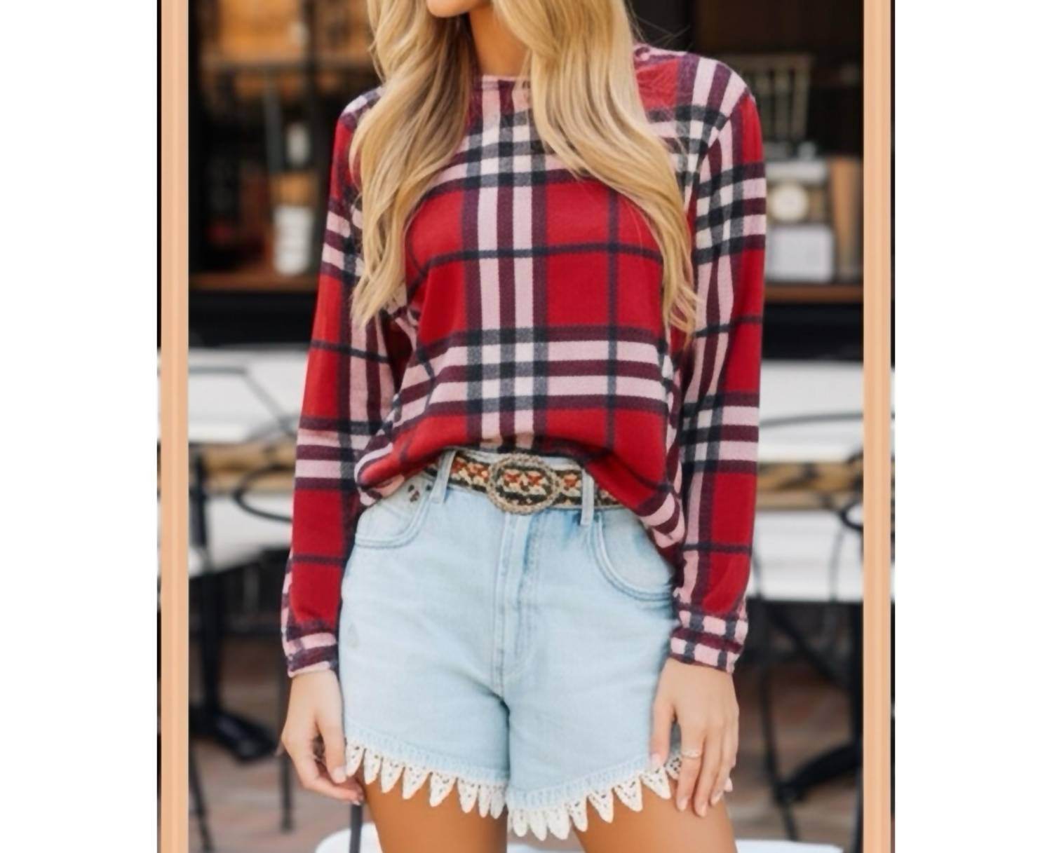 First Love by Lovelyn - Plaid Light Knit Sweater - Rack Hunt -