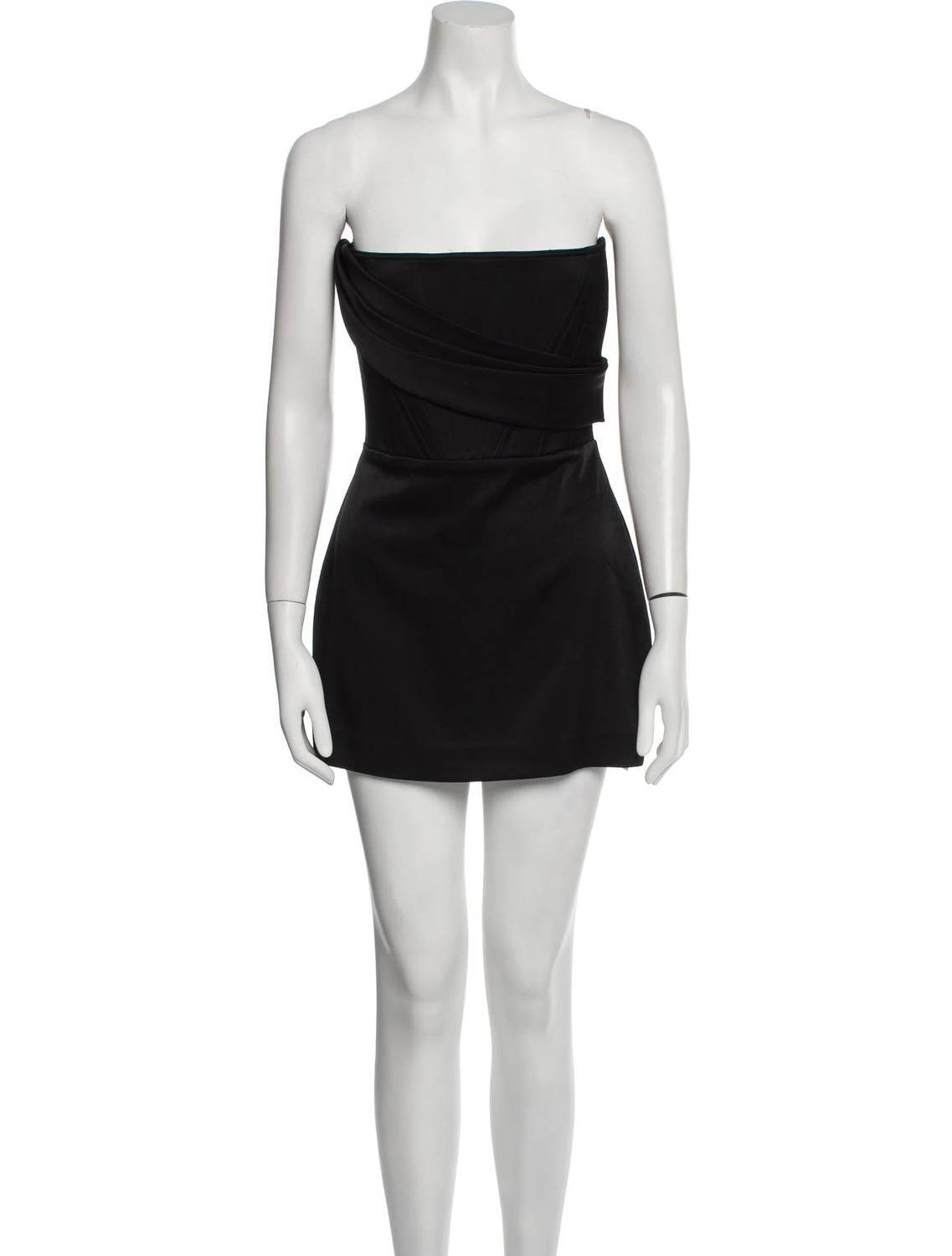 Alex Perry - Satin Crepe Strapless Corset Drape Mini Dress - Rack Hunt