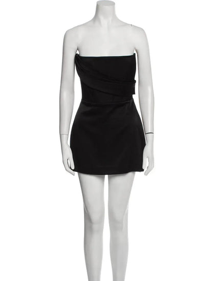 Alex Perry - Satin Crepe Strapless Corset Drape Mini Dress - Rack Hunt