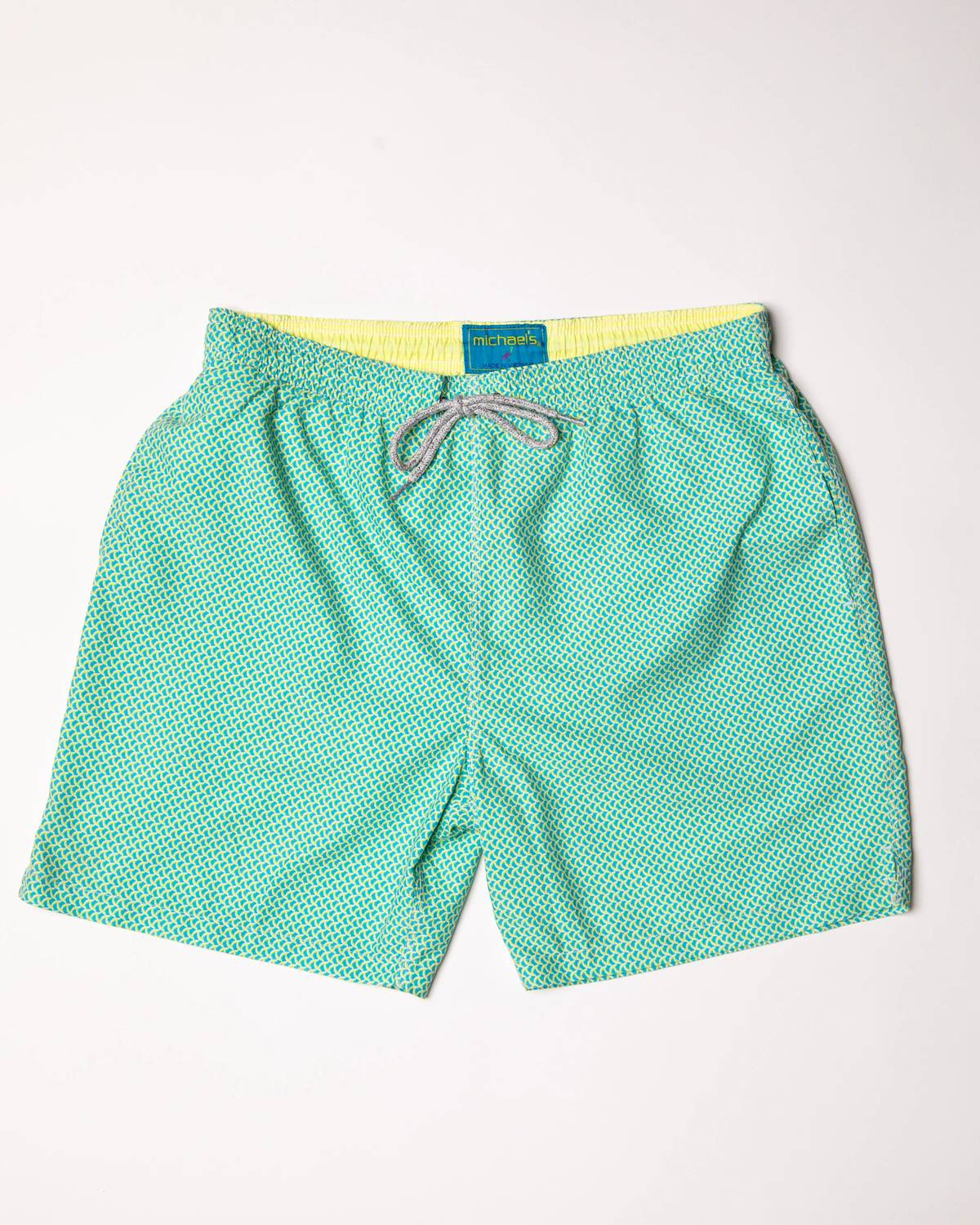 Men's Cyclist Wave Print Liner Swim Trunks