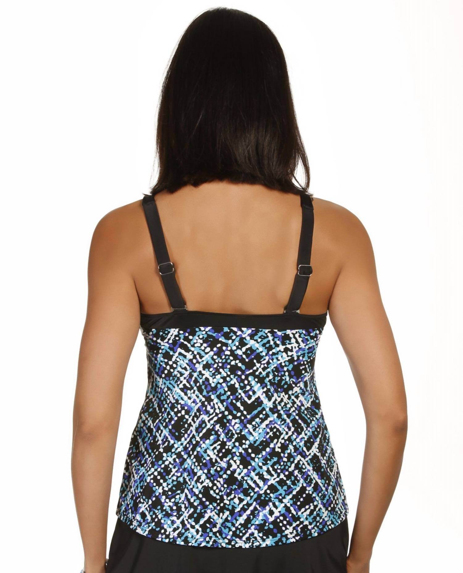 Caribbean Joe - V-neck Framed Surplice Tankini Top - Rack Hunt