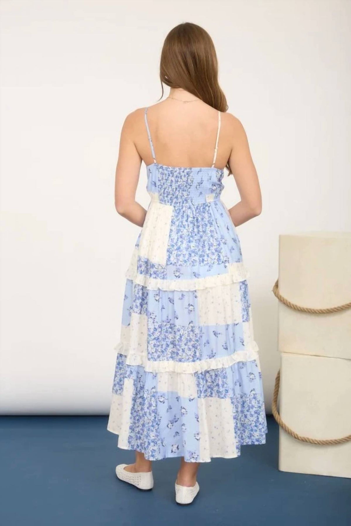 Pattern Spaghetti Strap Midi Dress
