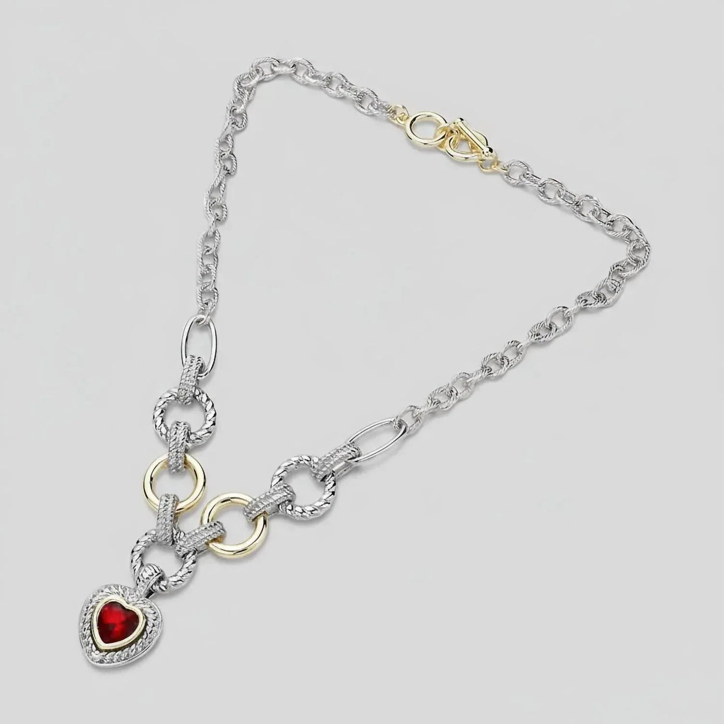 Sensibling Corp - Women's Emilia Two-tone Textured Heart Pendant Necklace - Rack Hunt