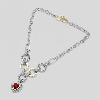 Sensibling Corp - Women's Emilia Two-tone Textured Heart Pendant Necklace - Rack Hunt