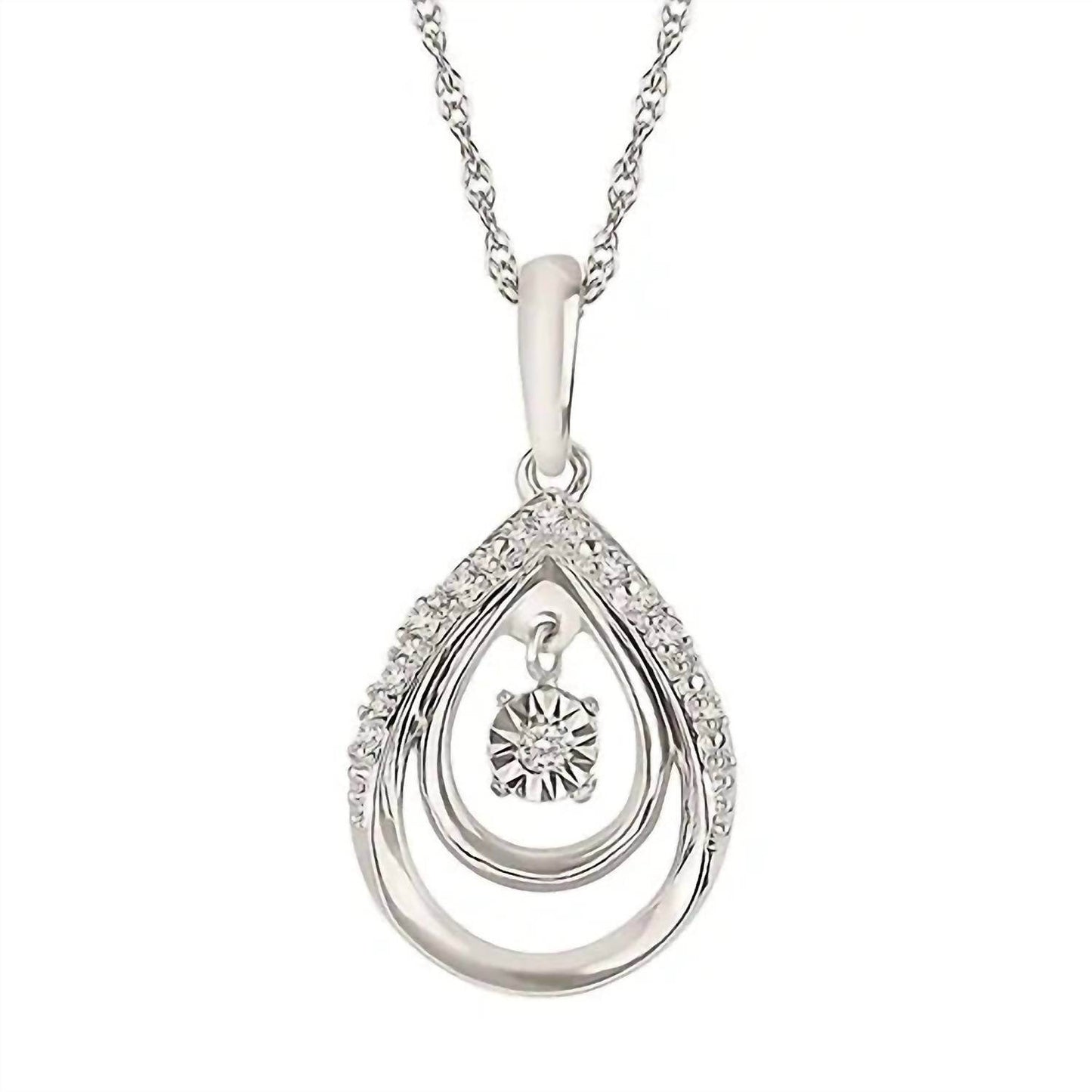 Ostbye - Shimmering Double Teardrop Diamond Pendant Necklace - Rack Hunt -