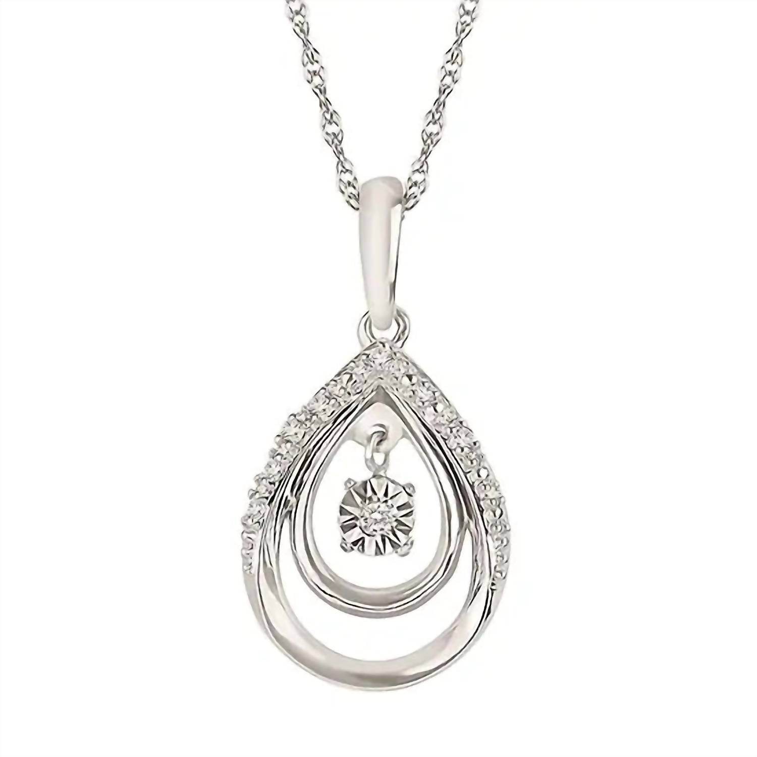 Ostbye - Shimmering Double Teardrop Diamond Pendant Necklace - Rack Hunt -
