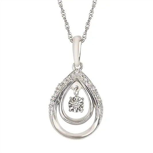 Ostbye - Shimmering Double Teardrop Diamond Pendant Necklace - Rack Hunt -