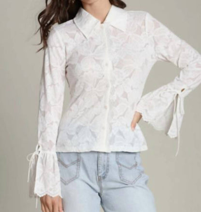 Lace Tie Cuff Shirt