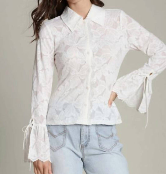 Lace Tie Cuff Shirt