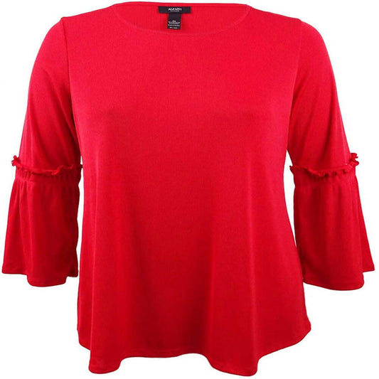 Women's Bell Sleeves Pull Over Knit Top - Plus